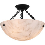 Baylor Semi Flush Ceiling Light - Matte Black / Marble
