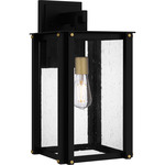 Robbins Outdoor Wall Light - Matte Black / Gold / Clear Seedy