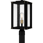 Robbins Outdoor Post Light - Matte Black / Gold / Clear Seedy