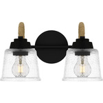 Seabreeze Bathroom Vanity Light - Matte Black / Clear Hammered