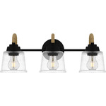 Seabreeze Bathroom Vanity Light - Matte Black / Clear Hammered