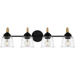 Seabreeze Bathroom Vanity Light - Matte Black / Clear Hammered