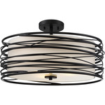 Spiral Semi Flush Ceiling Light - Mystic Black / Off White