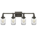 Squire Bathroom Vanity Light - Rustic Black / Clear