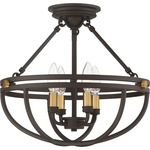 Sergeant Semi Flush Ceiling Light - Western Bronze / Brass