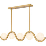 Spherical Island Light - Aged Brass / White