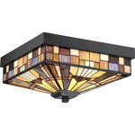 Inglenook Ceiling Light - Valiant Bronze / Tiffany Multicolor