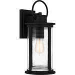 Tilmore Outdoor Wall Light - Matte Black / Clear Ribbed
