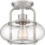 Trilogy Semi Flush Ceiling Light - Brushed Nickel / Clear Seedy