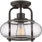 Trilogy Semi Flush Ceiling Light - Old Bronze / Clear Seedy