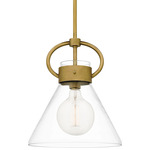 Webster Pendant - Weathered Brass / Clear
