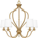 Wilkins Chandelier - Brushed Weathered Brass / White Linen