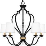 Wilkins Chandelier - Matte Black / Brass / White Linen