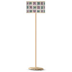 Quary Floor Lamp - Alder Wood / Burgundy / Green Squares