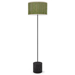 Artie Floor Lamp - Ebony Stained Veneer / Woven Green Bamboo