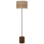 Artie Floor Lamp - Walnut Stained Veneer / Woven Linear Bamboo