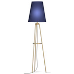 Anthony Floor Lamp - Brass / Linen Navy