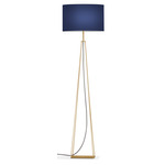 Tower Floor Lamp - Brass / Linen Navy