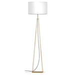 Tower Floor Lamp - Brass / Linen White
