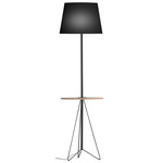 Asher Floor Lamp with Table - Black / Linen Black