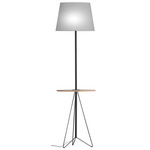 Asher Floor Lamp with Table - Black / Linen Grey