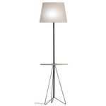 Asher Floor Lamp with Table - Black / Linen Oatmeal