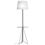 Asher Floor Lamp with Table - Black / Linen White
