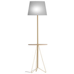 Asher Floor Lamp with Table - Brass / Linen Grey