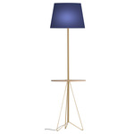 Asher Floor Lamp with Table - Brass / Linen Navy