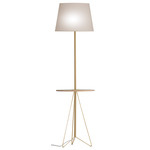 Asher Floor Lamp with Table - Brass / Linen Oatmeal