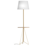 Asher Floor Lamp with Table - Brass / Linen White