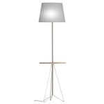 Asher Floor Lamp with Table - Silver / Linen Grey