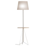 Asher Floor Lamp with Table - Silver / Linen Oatmeal
