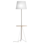 Asher Floor Lamp with Table - Silver / Linen White