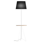 Asher Floor Lamp with Table - White / Linen Black
