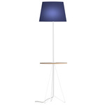 Asher Floor Lamp with Table - White / Linen Navy