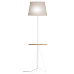 Asher Floor Lamp with Table - White / Linen Oatmeal