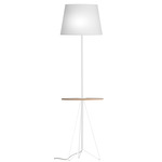 Asher Floor Lamp with Table - White / Linen White