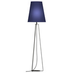 Ava Floor Lamp - Black / Linen Navy