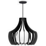Aly Pendant - Black / White Linen