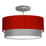 Jewels Double Pendant - Brushed Nickel / Felt Fire Red