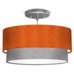 Jewels Double Pendant - Brushed Nickel / Felt Orange