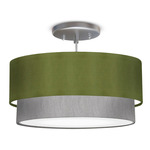Jewels Double Pendant - Brushed Nickel / Felt Sage