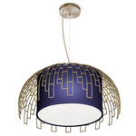 Ivy Pendant - Brass / Linen Navy