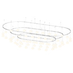 Suspenders Path Racetrack Chandelier with Etched Globes - Satin White / Etched Glass
