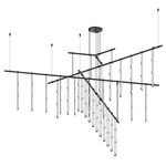 Suspenders Tri-Bar 4-Tier Chandelier with Ladder Lights - Satin Black