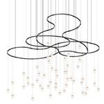 Suspenders Path Matrix Chandelier with Etched Cylinders - Satin Black / Etched Glass