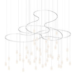 Suspenders Path Matrix Chandelier with Etched Cylinders - Satin White / Etched Glass