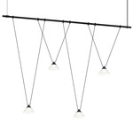 Suspenders 1-Tier Linear Pendant with Glass Cones - Satin Black / Etched Glass