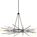 Stellar Radial Chandelier - Matte Black / Antique Brass